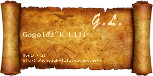 Gogolák Lili névjegykártya